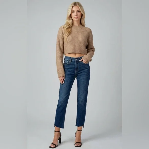 NWT Artemis Vintage Tummy Control High Rise Raw Step Hem Straight Jeans Ankle - Picture 6 of 8